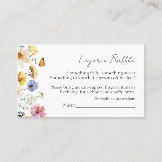 Lingerie Raffle | Wildflower Boho Vrijgezellenfees Informatiekaartje (Voorkant)