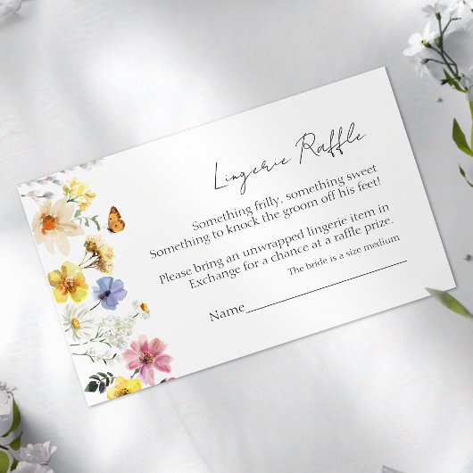 Lingerie Raffle | Wildflower Boho Vrijgezellenfees Informatiekaartje