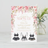 Lingerie roze bloemig Vrijgezellenfeest Kaart (Staand voorkant)