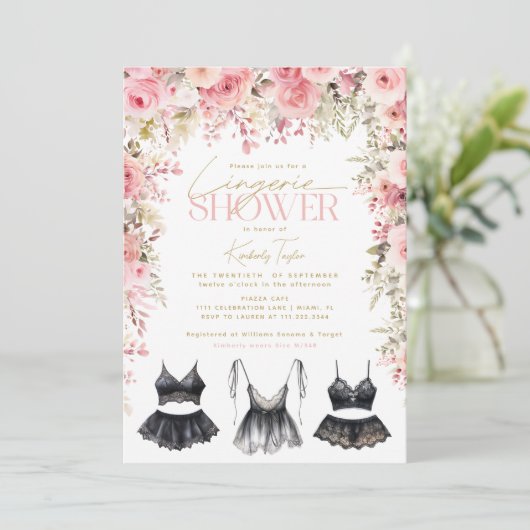 Lingerie roze bloemig Vrijgezellenfeest Kaart (Staand voorkant)