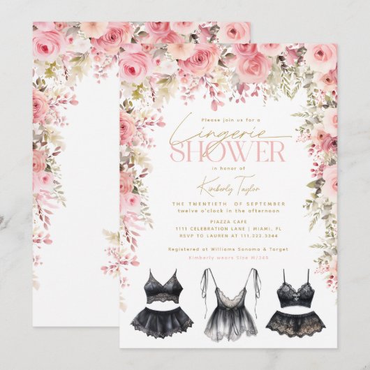 Lingerie roze bloemig Vrijgezellenfeest Kaart (Voorkant / Achterkant)