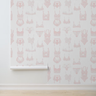  Lingerie Roze en Wit Patroon Behang