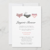 Lingerie Roze Zwart Waterverf Chic Bruidsfeest Kaart (Voorkant)