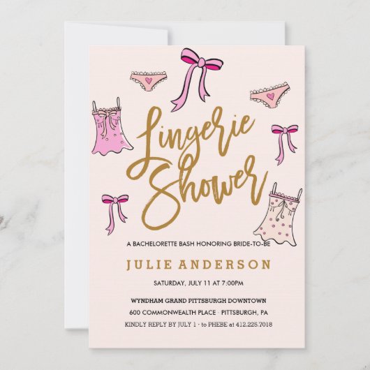 Lingerie Shower/BACHELORETTE ARTIJuitnodiging Kaart (Voorkant)