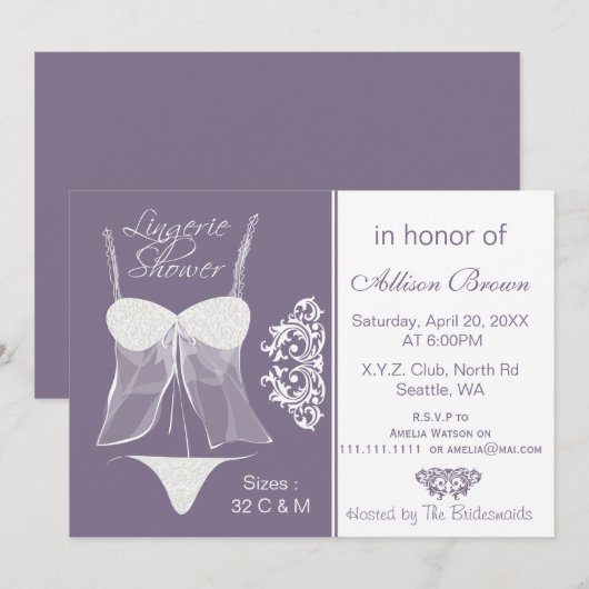 Lingerie Shower Bachelorette Party Kaart (Voorkant / Achterkant)