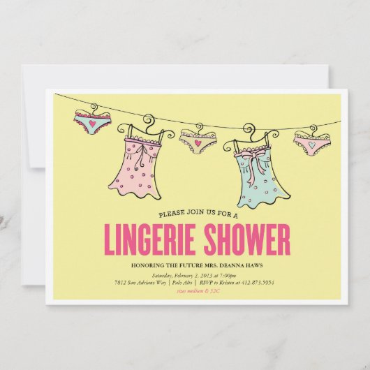 Lingerie Shower Bachelorette Party Wedding Shower Kaart (Voorkant)