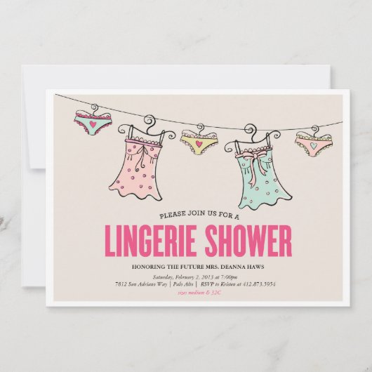 Lingerie Shower Bachelorette Party Wedding Shower Kaart (Voorkant)