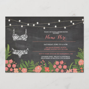 Lingerie Shower Bridal Bachelorette Coral Invite Kaart