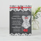 Lingerie Shower Bridal Partij Chalk Red Lace Invit Kaart (Staand voorkant)