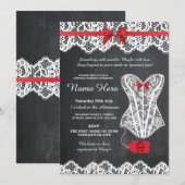 Lingerie Shower Bridal Partij Chalk Red Lace Invit Kaart (Voorkant / Achterkant)