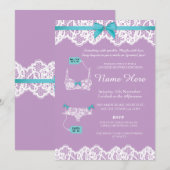 Lingerie Shower Bridal Partij Lace Pink Bow Invite Kaart (Voorkant / Achterkant)