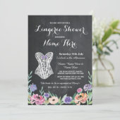 Lingerie Shower Bridal Party Chalk Floral Invite Kaart (Staand voorkant)