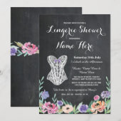 Lingerie Shower Bridal Party Chalk Floral Invite Kaart (Voorkant / Achterkant)