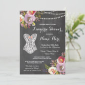 Lingerie Shower Bridal Party Chalk Floral Invite Kaart (Staand voorkant)
