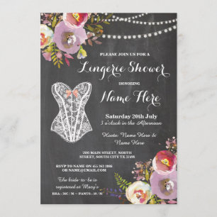 Lingerie Shower Bridal Party Chalk Floral Invite Kaart