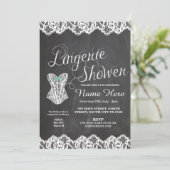 Lingerie Shower Bridal Party Corset Chalk Invite Kaart (Staand voorkant)