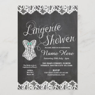 Lingerie Shower Bridal Party Corset Chalk Invite Kaart