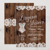 Lingerie Shower Bridal Party Corset Lace Invite Kaart (Voorkant / Achterkant)
