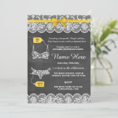 Lingerie Shower Bridal Party Gold Bow Lace Invite Kaart (Staand voorkant)
