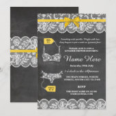 Lingerie Shower Bridal Party Gold Bow Lace Invite Kaart (Voorkant / Achterkant)