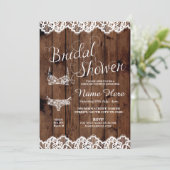 Lingerie Shower Bridal Party Wood Bow Lace Invite Kaart (Staand voorkant)