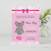 Lingerie Shower Bridal Silver Glitter Invite Kaart (Staand voorkant)