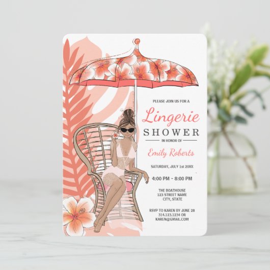 Lingerie Shower Brunette Bride Kaart (Staand voorkant)