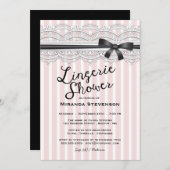 Lingerie Shower Chic Lace Garter Party Invitation Kaart (Voorkant / Achterkant)