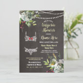 Lingerie Shower Floral Bridal Chalk  uitnodigen Kaart (Staand voorkant)