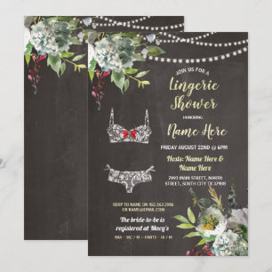 Lingerie Shower Floral Bridal Chalk  uitnodigen Kaart