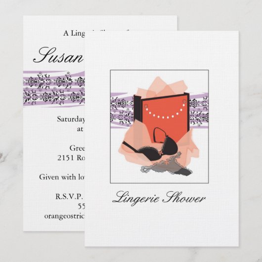 Lingerie Shower Invitation Kaart (Voorkant / Achterkant)