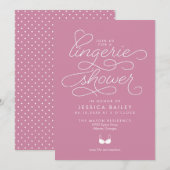 Lingerie Shower Invitation met Elegant Script Kaart (Voorkant / Achterkant)