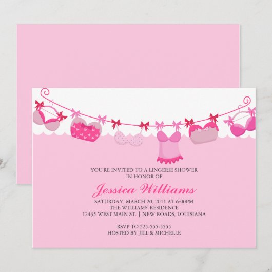 Lingerie Shower Kaart (Voorkant / Achterkant)