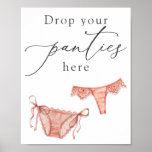 Lingerie Shower laat je deelvensters hier vallen Poster<br><div class="desc">Laat je slipjes hier perfect paren tekenen met de insteekkaarten voor een vrijgezellenfeest of een lingerie douche.</div>