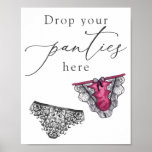 Lingerie Shower laat je deelvensters hier vallen Poster<br><div class="desc">Laat je slipjes hier perfect paren tekenen met de insteekkaarten voor een vrijgezellenfeest of een lingerie douche.</div>