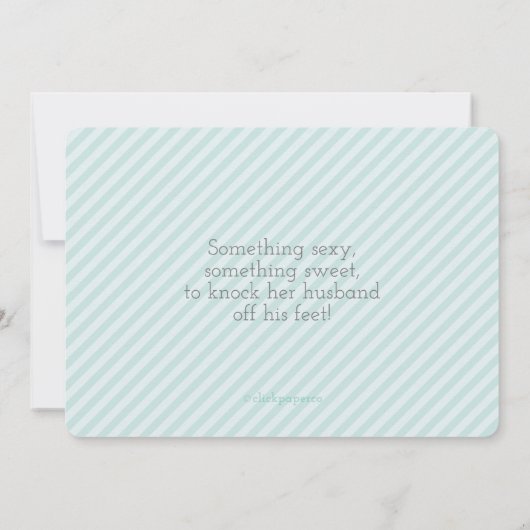 Lingerie Shower Mint Green Stripes Invitation Kaart (Achterkant)