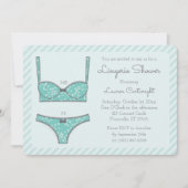 Lingerie Shower Mint Green Stripes Invitation Kaart (Voorkant)