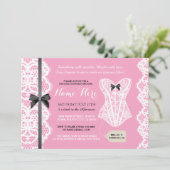 Lingerie Shower nodigt roze en zwarte bridale part Kaart (Staand voorkant)