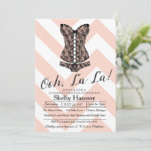 Lingerie Shower, ooh la | Roze chevron zwarte kant Kaart (Staand voorkant)