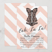 Lingerie Shower, ooh la | Roze chevron zwarte kant Kaart (Voorkant / Achterkant)