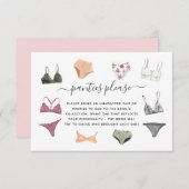 Lingerie Shower Panty Party Enclosure Card Informatiekaartje (Voorkant / Achterkant)