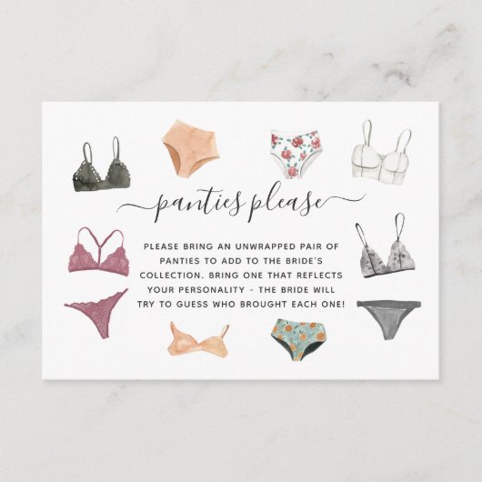 Lingerie Shower Panty Party Enclosure Card Informatiekaartje (Voorkant)