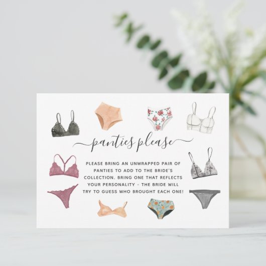 Lingerie Shower Panty Party Enclosure Card Informatiekaartje (Staand voorkant)