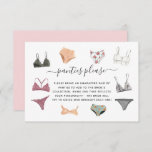 Lingerie Shower Panty Party Enclosure Card Informatiekaartje<br><div class="desc">Met een assortiment waterverf lingerie. Voeg de grootte van de bruid toe aan de achterkant van de kaart. Neem deze behuizingskaart mee met uw lingerie-bruiddoucheuitnodiging. Voeg uw douanetekst aan dit ontwerp toe door de "Edit this design sjabloon"vakjes op de rechterkant van het punt te gebruiken, of blauwe "pas het"knoop aan...</div>