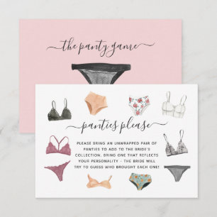 Lingerie Shower Panty Party Enclosure Card Informatiekaartje