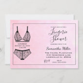 Lingerie Shower Pink Bridal Shower-uitnodiging Kaart (Voorkant)