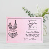 Lingerie Shower Pink Bridal Shower-uitnodiging Kaart (Staand voorkant)