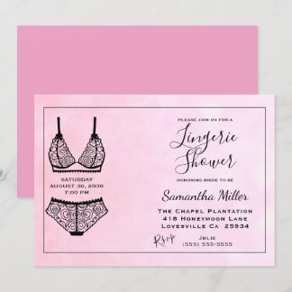 Lingerie Shower Pink Bridal Shower-uitnodiging Kaart