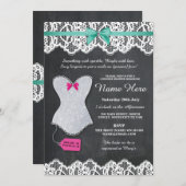 Lingerie Shower Silver Glitter Corset Mint nodigt  Kaart (Voorkant / Achterkant)