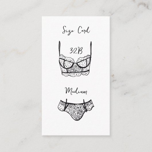 Lingerie Shower Size Kaart Black Lace Lingerie-kaa (Voorkant)